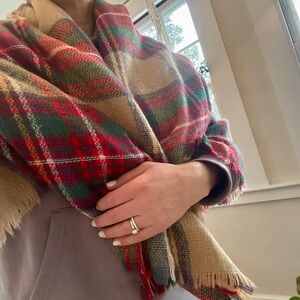 Plaid Wool Blanket Shrug